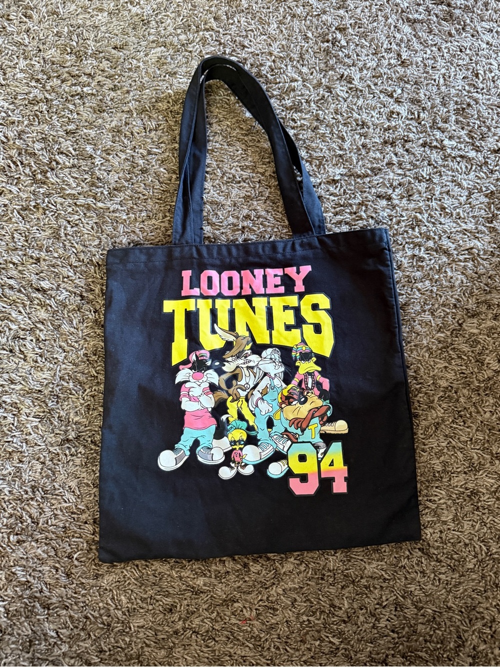 Warner Bros. Looney Tunes Black Tote with White Logo